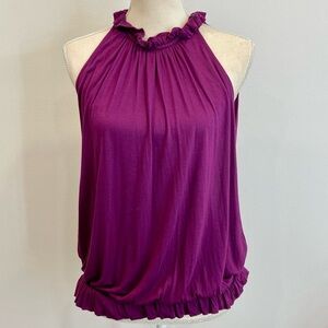 Bordeaux Ruffle Neck Blousy Top with Fitted Tank